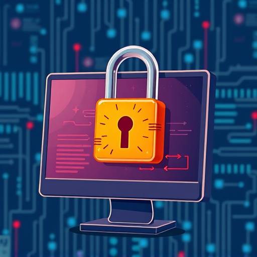 Illustration of a lock on a computer screen, symbolizing online privacy and data security.