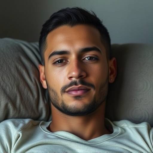 Picture of a relaxed Johnathan Baker after taking sleep hygiene class